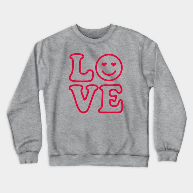 Retro 70's Love Sign with Happy Face Crewneck Sweatshirt by PunTime